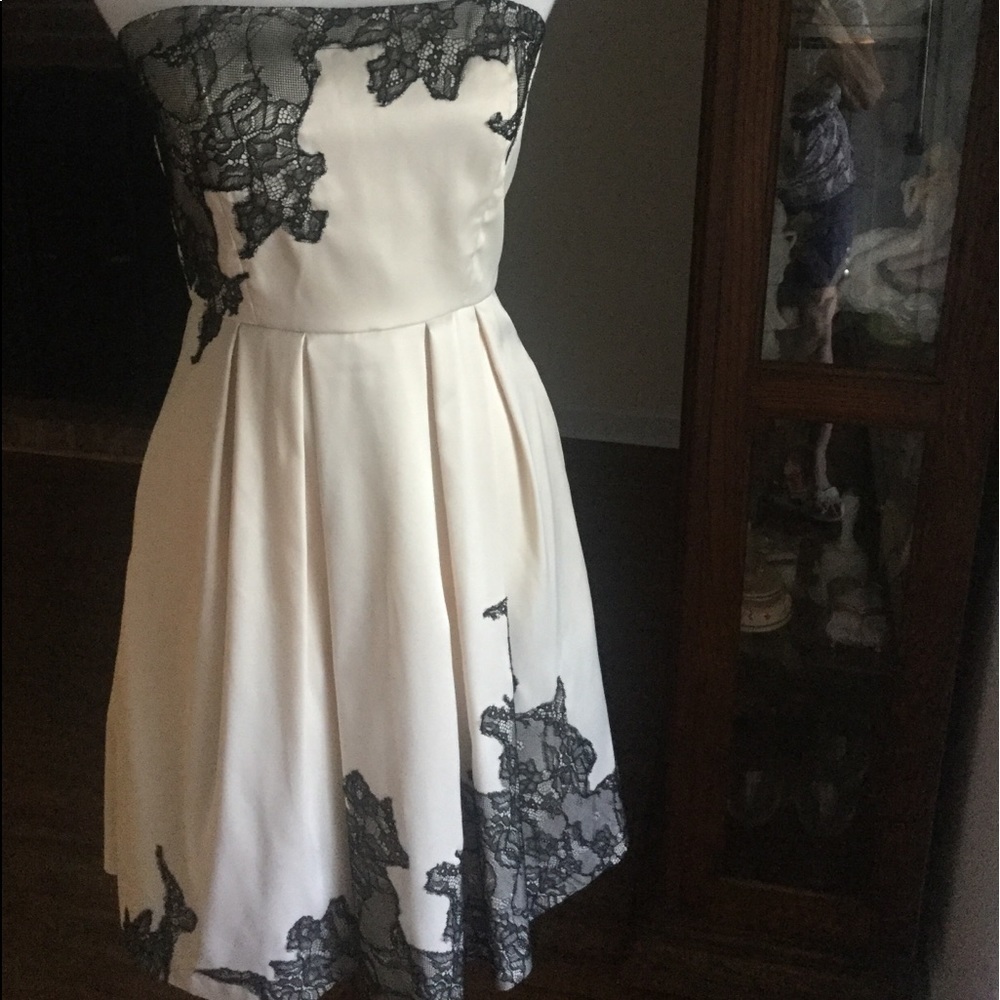 MAX & Cleo Strapless Ecru Satin Prom  NWOT